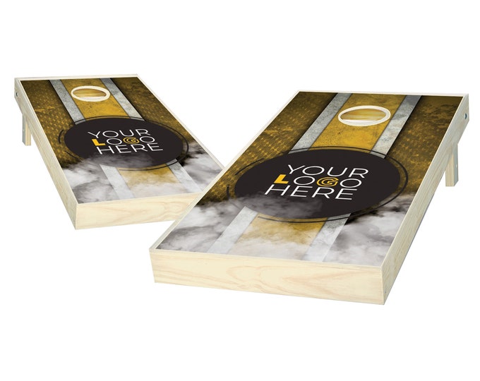 Custom Cornhole Set - Add Your Logo Here - Custom Smoke Stripe Cornhole Boards - Custom Bag Toss - Outdoor Lawn Game - Regulation Size