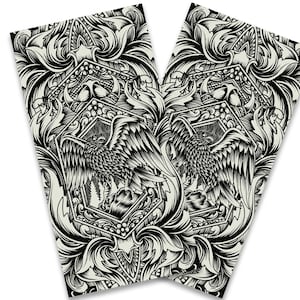 Heraldic Eagle Line Artwork Cornhole Wraps - Cornhole Wraps - Cornhole Skins - Vinyl Wrap