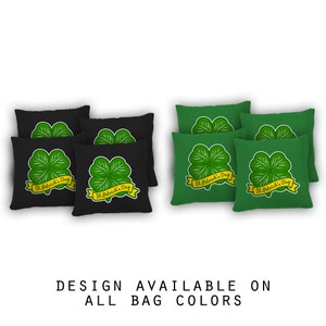 St Patricks Day Clover Cornhole Bags Set of 8 -17 Colors To Choose From -Homemade Quality Regulation Cornhole Bags - Bean Bag Toss