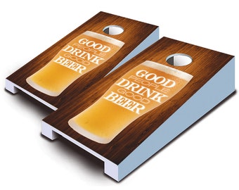 Good People Drink Good Beer Tabletop Cornhole Set with Bags - Desktop Cornhole - Mini Toss - Corn Toss - Mini Cornhole