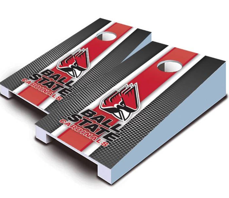 Officially Licensed Ball State Striped Tabletop Cornhole Set with Bags Corn Toss Mini Cornhole Mini Toss Desktop Cornhole