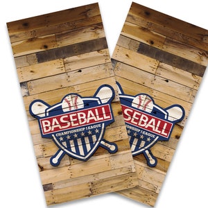 Baseball Championship Badge Cornhole Wraps - Cornhole Wraps - Cornhole Skins - Vinyl Wrap