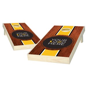 Custom Cornhole Set - Add Your Logo Here - Custom Wood Stripe Cornhole Boards - Custom Bag Toss - Outdoor Lawn Game - Regulation Size