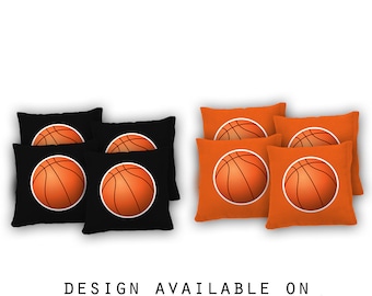 Juego de 8 bolsas para cornhole de baloncesto, 17 colores a elegir, Bolsas para cornhole con regulación de calidad caseras, Lanzamiento de puf, Baloncesto
