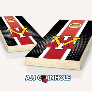 Officially Licensed VMI Striped Cornhole Set with Bags - Bean Bag Toss - Virginia Military Institute Cornhole - Corn Toss - Corn hole