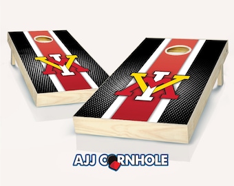 Officially Licensed VMI Striped Cornhole Set with Bags - Bean Bag Toss - Virginia Military Institute Cornhole - Corn Toss - Corn hole