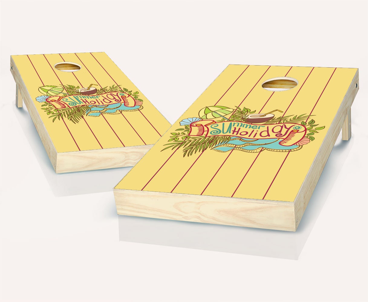 Summer Holiday Coconut Cornhole Set With Bags - Cornhole Set - Dream Cornhole - Cornhole Set - Bean Bag Toss Set -