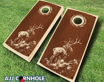 Retro Stained Tule Cornhole Set with Bags - Retro Stained Cornhole Set  - Quality Cornhole Set - Stained Cornhole Set - Retro Cornhole Set