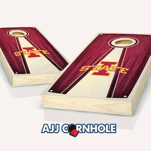 Officially Licensed Iowa State Cylones Pyramid Stained Cornhole Set with Bags - Bean Bag Toss - Iowa State Cornhole - Corn Toss - Corn hole