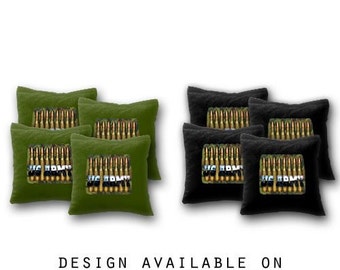 Bullets Cornhole Bags Set of 8 - Homemade Quality Regulation Cornhole Bags - 17 Colors To Choose From - Bean Bag Toss - Army