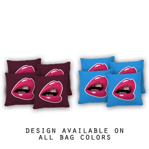 Pink Lips Cornhole Bags Set of 8 - 17 Colors To Choose From -Homemade Quality Regulation Cornhole Bags - Bean Bag Toss - Pink Lips Bags