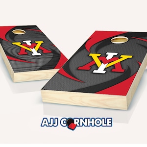 Officially Licensed VMI Swoosh Cornhole Set with Bags - Bean Bag Toss - Virginia Military Institute Cornhole - Corn Toss - Corn hole