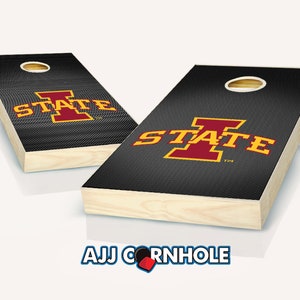 Officially Licensed Iowa State Cylones Slanted Cornhole Set with Bags Bean Bag Toss Iowa State Cornhole Corn Toss Corn hole image 1