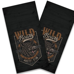 Wild Boar Hunting Club Wraps - Cornhole Wraps - Cornhole Skins - Vinyl Wrap
