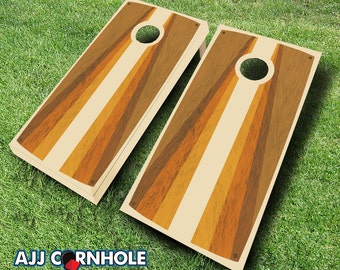 Retro Stained Poster Pyramid Cornhole Set with Bags - Cornhole Set  - Quality Cornhole Set - Stained Cornhole Set - Retro Cornhole Set