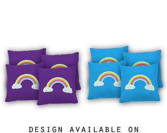 Rainbow Cornhole Bags Set of 8 - 17 Colors To Choose From -Homemade Quality Regulation Cornhole Bags - Bean Bag Toss - Rainbow Bags