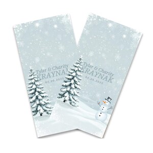 Personalized Wedding Winter Snowman Cornhole Wraps - Cornhole Wraps - Cornhole Skins - Vinyl Wrap