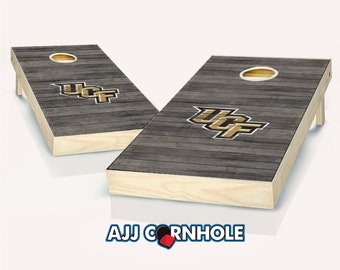 Officially Licensed Central Florida Knights Distressed Cornhole Set with Bags - Bean Bag Toss - UCF Cornhole - Corn Toss - Corn hole