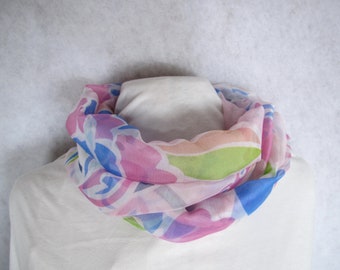 Loop scarf, tube scarf made of pure silk, silk chiffon, light, gift for woman, white, pastel colored