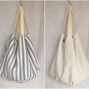 Linen bag, beach bag, large, sewn from pure linen
