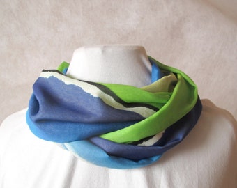 Loop, silk scarf, sewn from cotton with silk