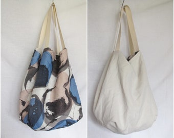 Linen bag large Reversible linen bag