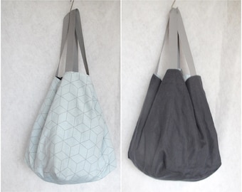 Shopper large reversible bag mint anthracite