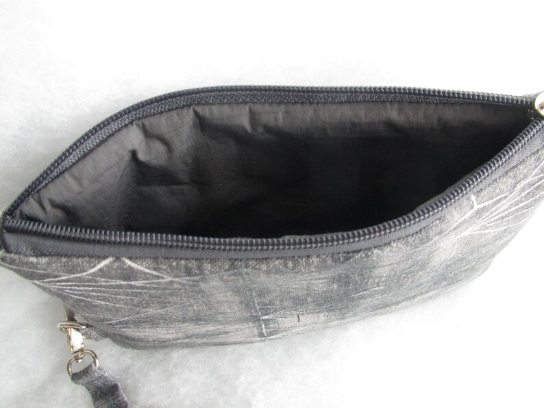 Taschenorganizer, Clutch, Kosmetiktasche, kleine Tasche genäht , grau, schwarz Bild 3
