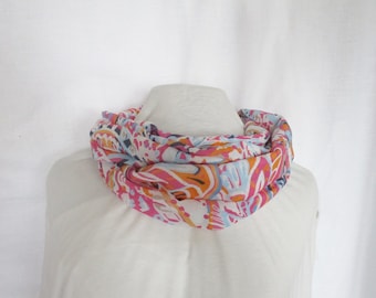 Loop scarf, lightweight, sewn from cotton batiste, blue