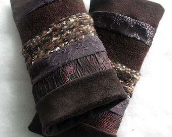 pulse warmers gauntlet gloves arm wrist warmers brown