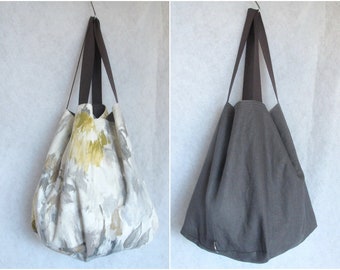 Linen bag, beach bag, large, sewn from linen, natural