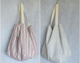 Linen bag, for turning, beach bag, large, sewn from pure linen