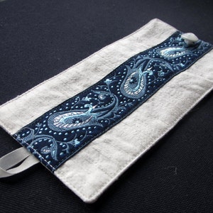 napkin ring , white,silk,dupion silk, blue darkblue