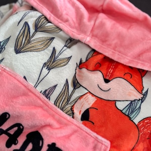 Cuddly sweater for children/teens PERSONALIZED Hoodie blanket with child&#39;s name / Fox / Gift idea