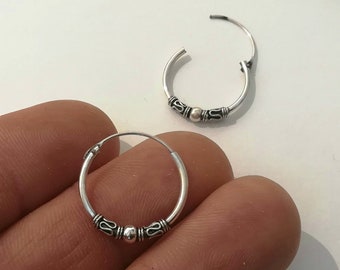 18mm Silber Bali Creolen - Silber Ohrringe - Silber Creolen - Creolen - Boho Creolen - Ethnische Creolen - Tribal - Bali Creolen