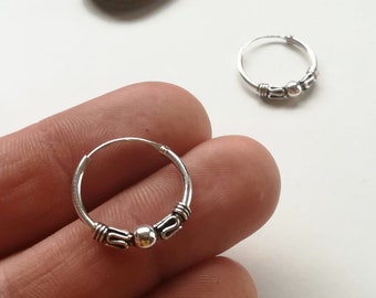 18mm Silber Creolen - Silber Ohrringe - Silber Creolen - Creolen - Boho Creolen - Ethnische Creolen - Tribal - Bali Creolen