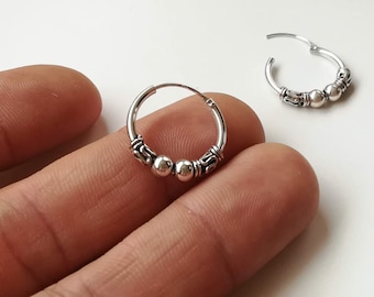 18mm Silber Creolen - Silber Ohrringe - Silber Creolen - Creolen - Boho Creolen - Ethnische Creolen - Tribal - Bali Creolen