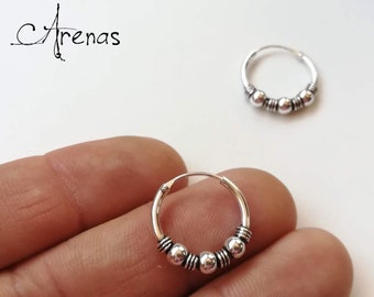 18mm Silber Bali Creolen - Silber Ohrringe - Silber Creolen - Creolen - Boho Creolen - Ethnische Creolen - Tribal - Bali Creolen