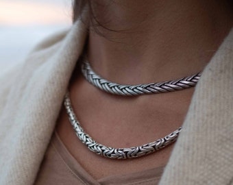 Modèle Choker Argent Double Tressage | Sables de bijoux