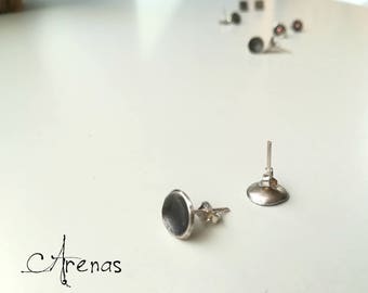 Silver Stud Earrings - Earrings - Oxidize Stud - Boho Stud Earrings - Minimalist Handmade Silver