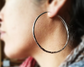 Hammered Sterling Silver Hoops | Large, Medium and Small
