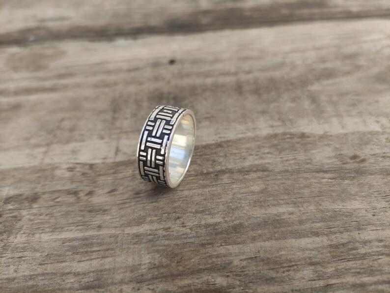 Silver Ring for Men Size 11 US crisscross pattern Arenas Jewelry image 5