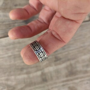 Silver Ring for Men Size 11 US crisscross pattern Arenas Jewelry image 4