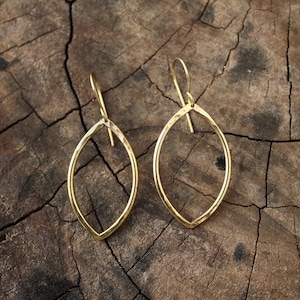 Brass Teardrop Hammered Earrings | Handmade Artisan Jewelry | Geometric Rustic Earrings