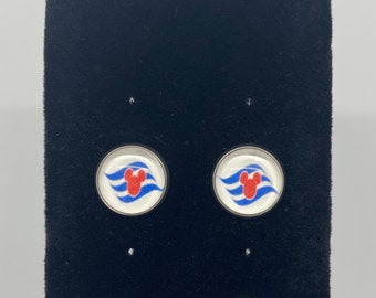 Disney Cruise earrings / Bezel stainless steel studs, glass cabochon.  Fish extender gifts, buy 1, 2 or 3 pair / handmade, DCL.