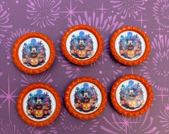 Halloween Mickey Mouse magnets / Set of 6 or 12 / Fish extenders gifts, door magnets, magnet exchange, pixie dust, Handmade, Disney Cruise.
