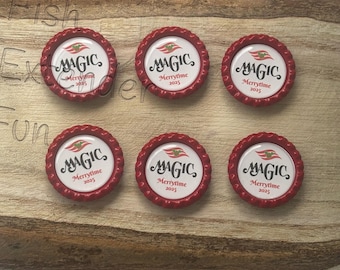 Disney Magic Cruise Merrytime ship magnets / Set of 6 or 12 / Fish extender gifts, door magnets, pixie dust, magnet exchange.  Handmade.