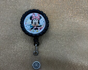 Minnie Mouse retractable ID Badge Reel / belt clip / handmade
