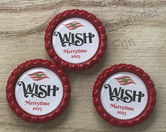 Disney Wish Cruise Merrytime ship magnets / Set of 6 or 12 / Fish extender gifts, door magnets, pixie dust, magnet exchange.  Handmade.