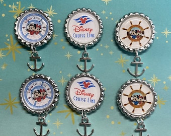 Disney Cruise magnets with anchor charm / Set of 6 or 12 / Fish extenders gifts, magnet exchange, door magnets, pixie dust.  Handmade.